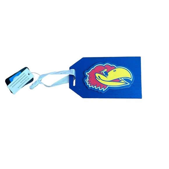 Kansas Jayhawks Team Sports America Christmas ornament gift tag blue red yellow - Picture 1 of 4